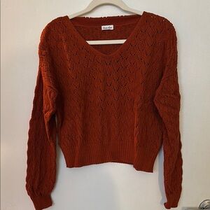 Women's Cable Knit Sweater - Rust